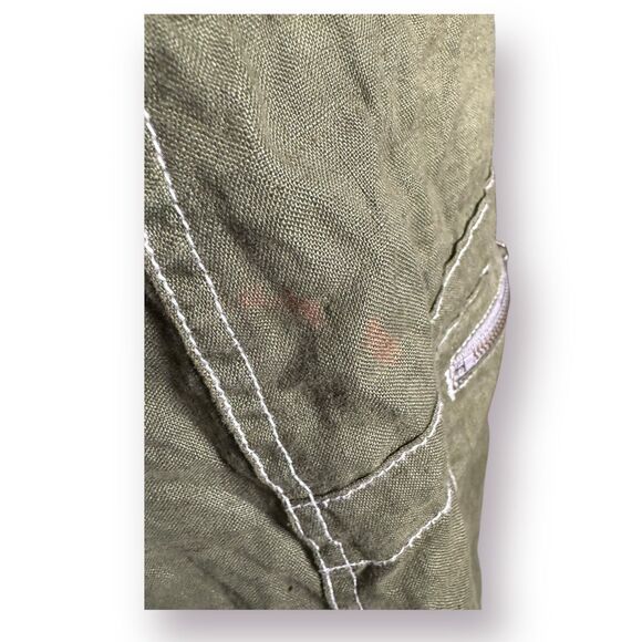 Pete & Greta 100%‎ Green Linen Belted Cargo Mini Skirt Size 4 Retro Midi Skirt - Picture 6 of 10